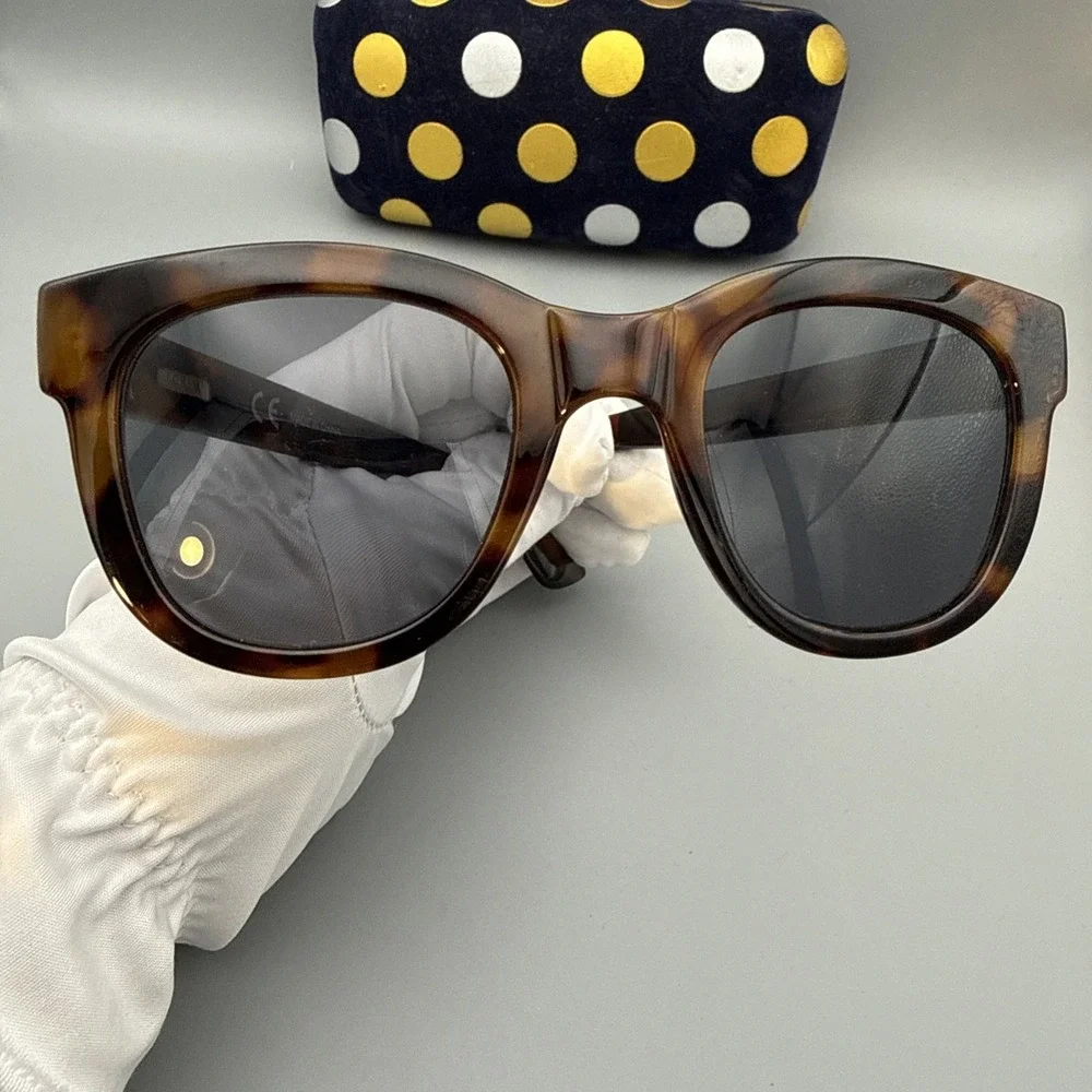 J Crew Authentic Poolside Oversized Sunglasses in Brown Tortoise BG010 & Case